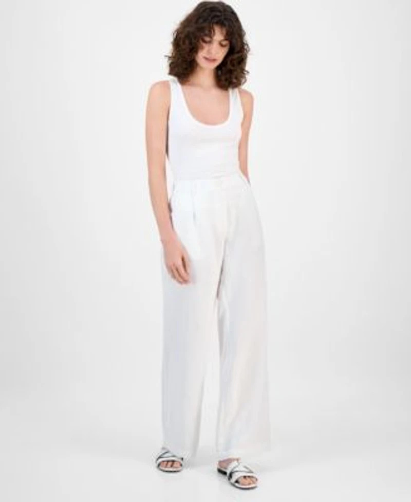 Charter Club Womens Wide Leg 100 Linen Pants Macys Exclusive