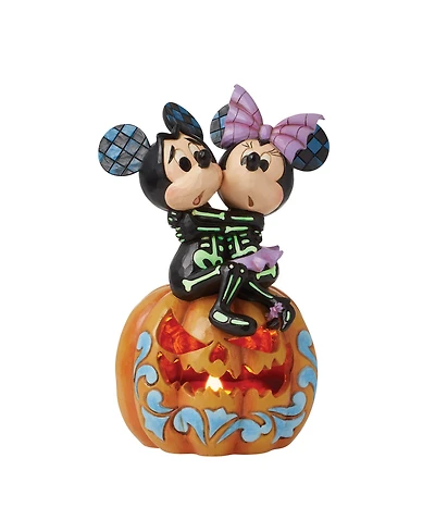 Jim Shore Disney Traditions Mickey and Minnie Scared Skeletons
