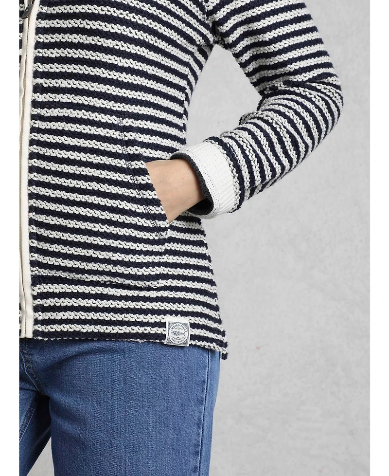Weird Fish Women's Fisher Full Zip Stripe Macaroni Hoodie