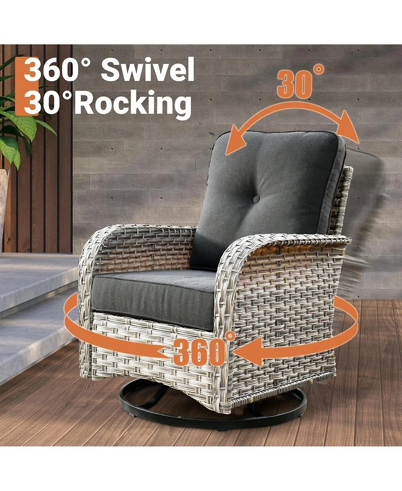 Xizzi 10 Piece Outdoor Patio Furniture with Swivel Chairs,All Weather Wicker Sectional Coversation Set Solar Coffee Table, Single Modular Chairs