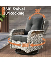 Xizzi 10 Piece Outdoor Patio Furniture with Swivel Chairs,All Weather Wicker Sectional Coversation Set Solar Coffee Table, Single Modular Chairs