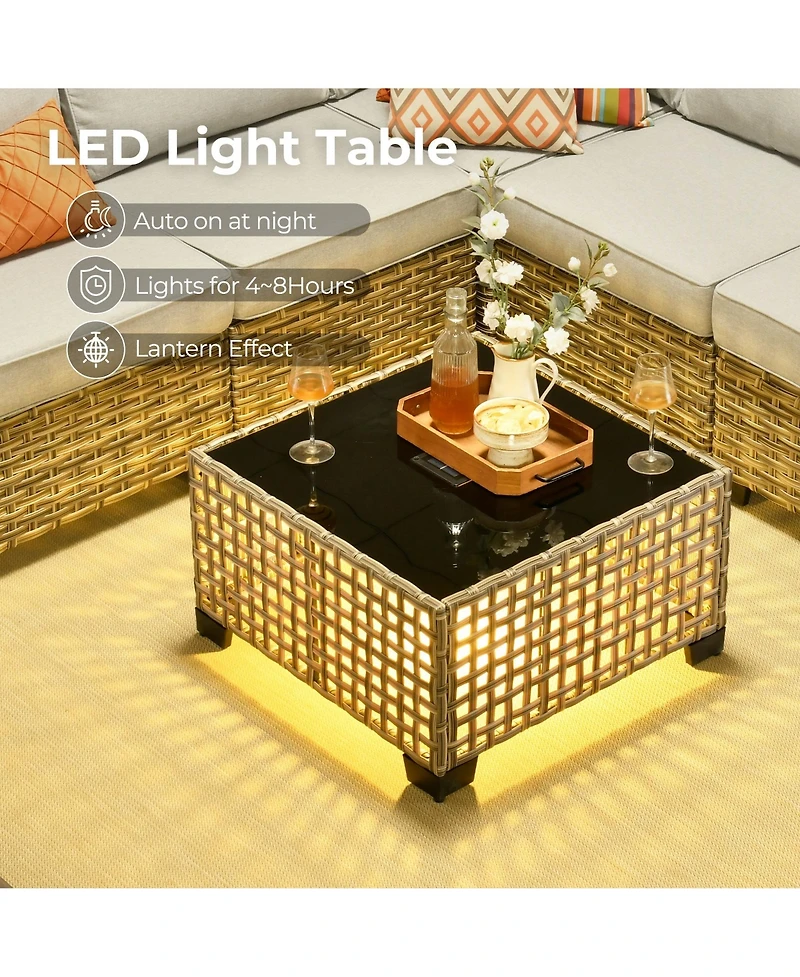 Xizzi Wicker Outdoor Patio Furniture Set, 9PCS Rattan Modular Sectional Sofa,Outside Swivel Rocking Chairs Coversation Set with Side Table