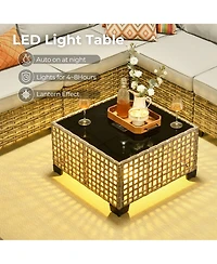 Xizzi Wicker Outdoor Patio Furniture Set, 9PCS Rattan Modular Sectional Sofa,Outside Swivel Rocking Chairs Coversation Set with Side Table