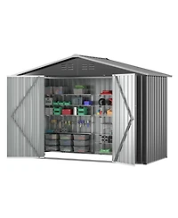 Mondawe 4.1"x9.2" Outdoor Storage Shed, Huge Metal Shed with 2 Double Hinged Doors