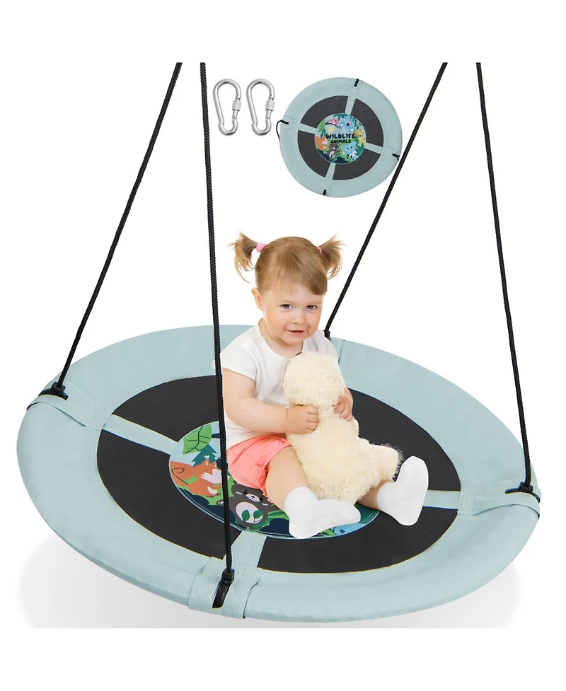 40 Inches Saucer Tree Swing with Adjustable Hanging Ropes and 900D Oxford Fabric