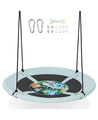 40 Inches Saucer Tree Swing with Adjustable Hanging Ropes and 900D Oxford Fabric