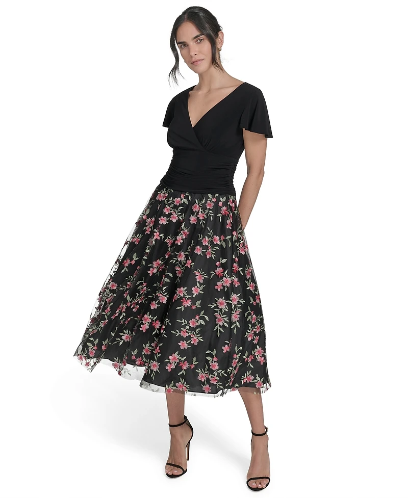 Jessica Howard Women's Embroidered-Skirt Fit & Flare Dress