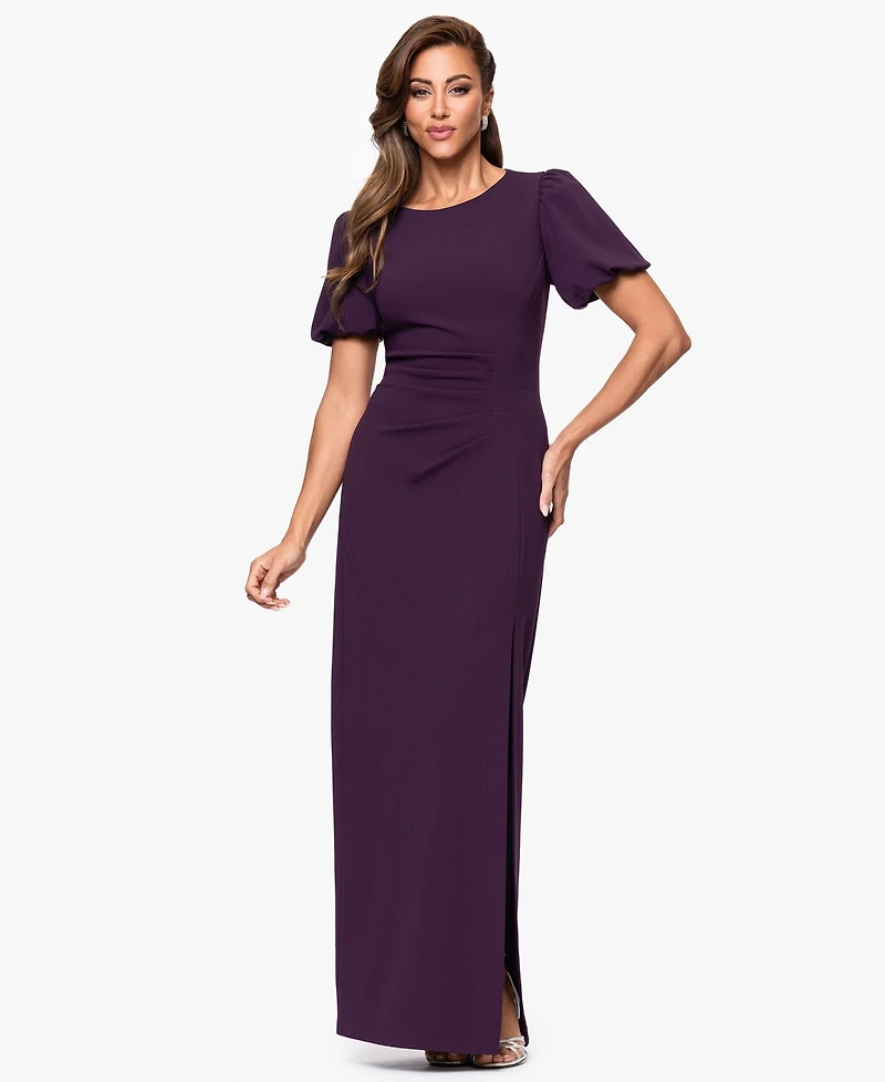 Xscape Women's Scuba Crepe Boat-Neck Long Sheath Dress