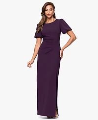 Xscape Women's Scuba Crepe Boat-Neck Long Sheath Dress