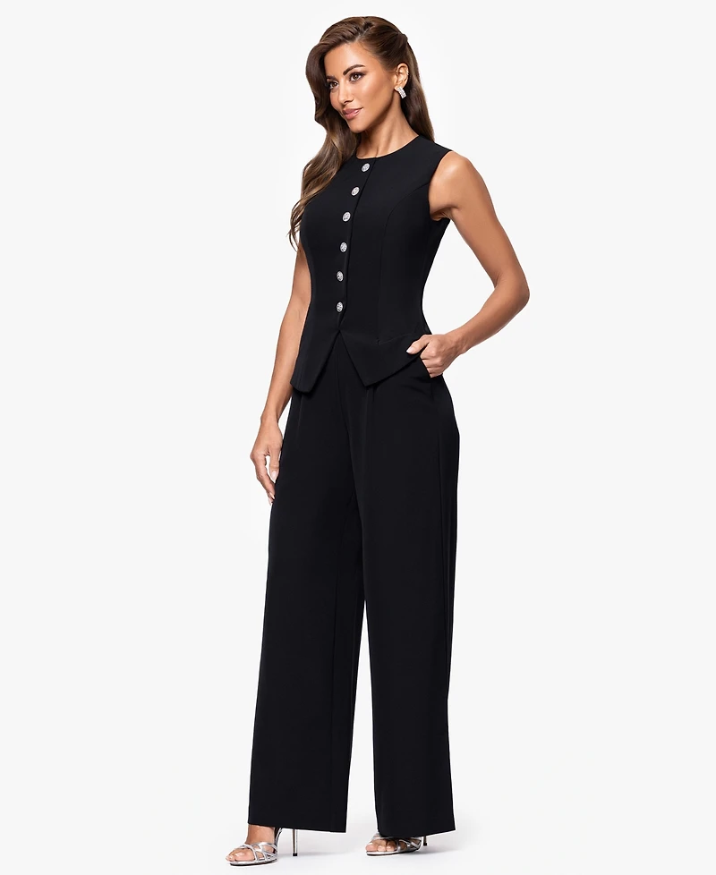 Xscape Women's Scuba Crepe Sleeveless Straight-Leg Jumpsuit