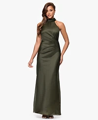 Xscape Women's Organza High-Neck Long Sheath Dress