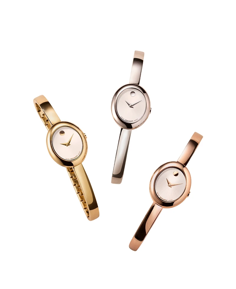 Movado Women's Museum Oval Bangle Swiss Quartz Stainless-Steel Watch, 22 x 26mm