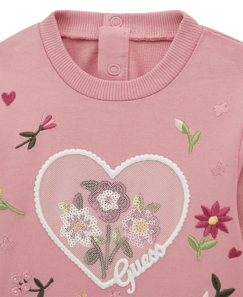 Guess Baby Girls 2-Piece Ruffle Long Sleeve Sweater and Sweatpants Set