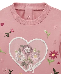 Guess Baby Girls 2-Piece Ruffle Long Sleeve Sweater and Sweatpants Set
