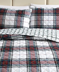 Closeout! Eddie Bauer Holiday Plaid Flannel Cotton Reversible 3-Pc. Quilt Set
