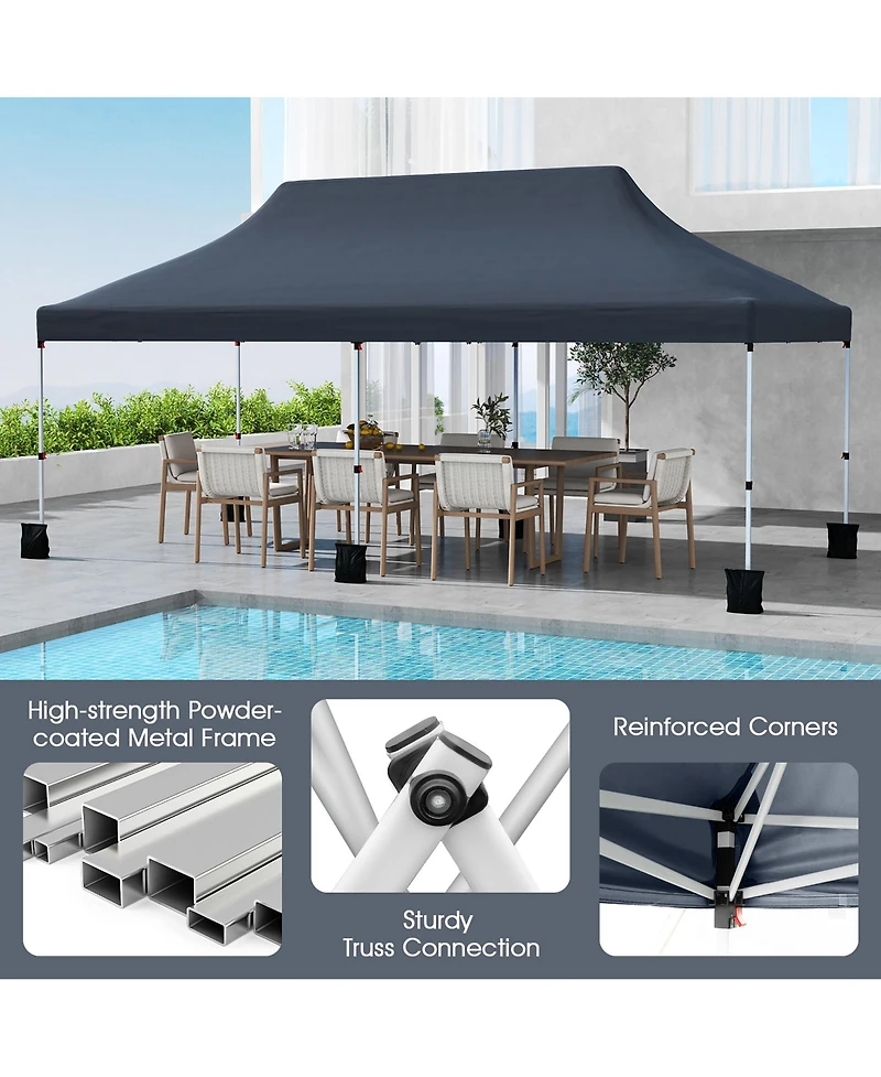 Gymax 10 x 20FT Pop-up Canopy Tent Folding Instant Sun Shelter w/ 3 Adjustable Heights