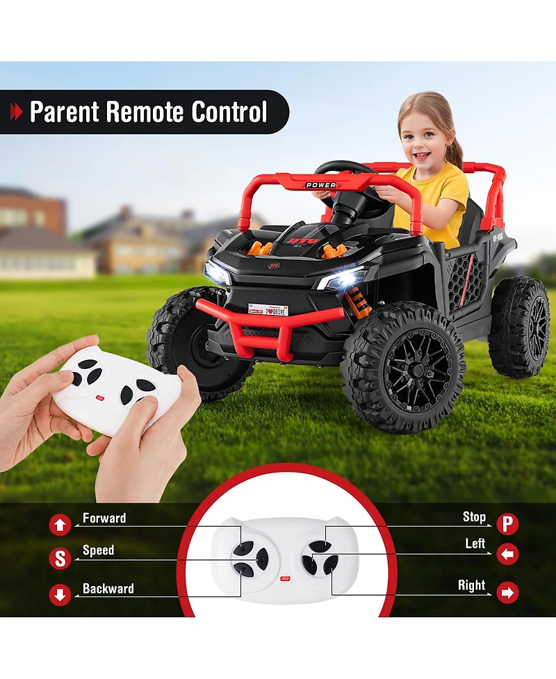 Gymax 12V Kids Ride on Truck w/Parental Remote 3 Speeds & Reverse Forward Function
