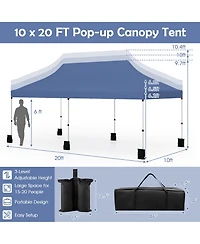 Gymax 10 x 20FT Pop-up Canopy Tent Folding Instant Sun Shelter w/ 3 Adjustable Heights