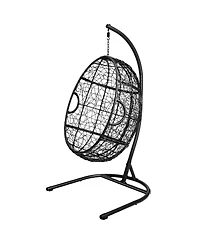 Gymax Hanging Hammock Chair Egg Swing Chair w/ Seat Cushion Pillow Stand