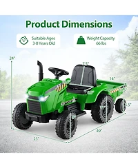 Gymax 2-in-1 Kids Ride On Tractor 12V Battery Powered Toy Car w/ Remote Control