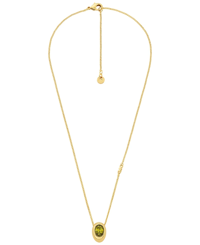 Michael Kors Gold-Tone Oval Stone Pendant Necklace