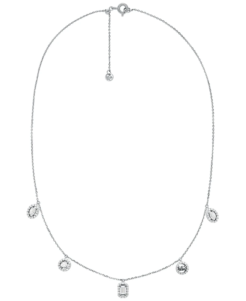 Michael Kors Rhodium-Plated Sterling Silver Multi Stone Necklace