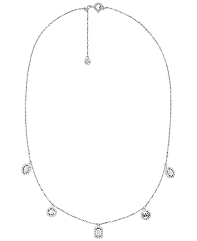 Michael Kors Rhodium-Plated Sterling Silver Multi Stone Necklace