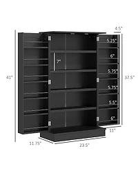 Homcom Kitchen Pantry Storage Cabinet w/ 5-tier Shelving, 12 Spice Racks