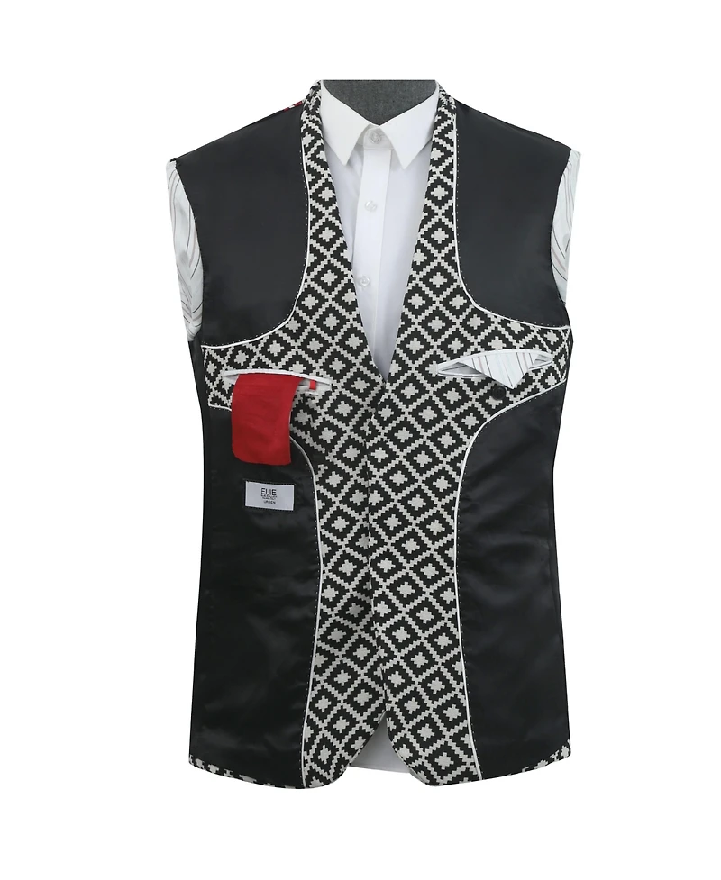 Elie Balleh Toddler Blue Slim Fit Geometric Pattern Blazer