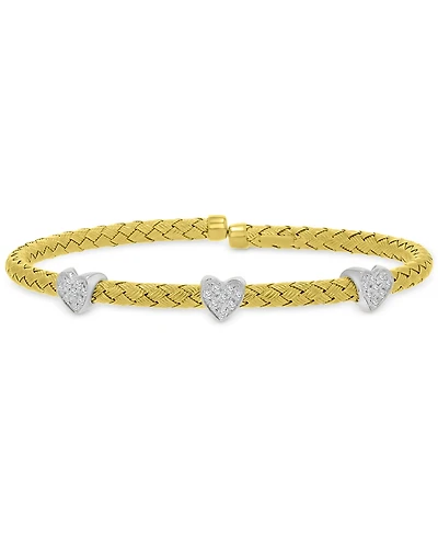 Macy's Cubic Zirconia Link Cuff Bracelet in 14k Yellow Gold Over Sterling Silver