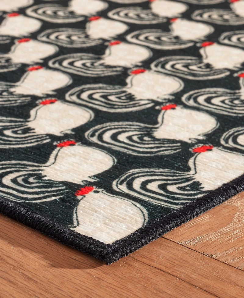 Dash and Albert Rugs by Annie Selke Cock-a-doodle-doo Machine Washable DA2169 3'x5' Area Rug