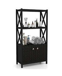 Volenca Bathroom Storage Cabinet with Open Shelves and Double Doors