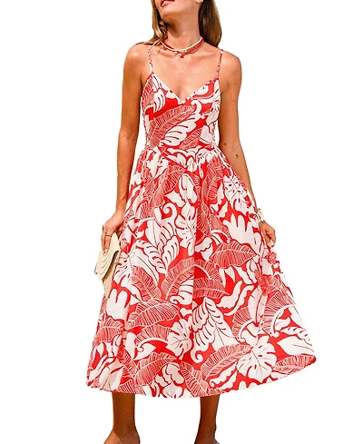 Cupshe Women's Pink Waters Tropical Maxi Beach Dress