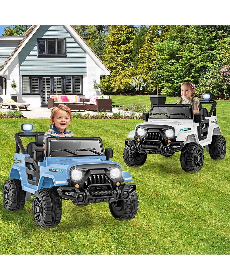 Gymax 12V Kids Ride on Truck Car w/ Remote Control Threaded Wheels 3 Speeds Led Lights