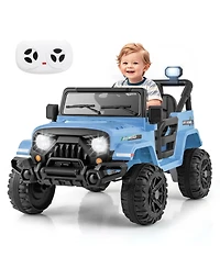 Gymax 12V Kids Ride on Truck Car w/ Remote Control Threaded Wheels 3 Speeds Led Lights