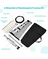 Mecale 32 Note Glockenspiel Xylophone Percussion Bell Kit with Adjustable Stand