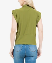 Fever Women's Mock Neck Banded Sleeveless Top