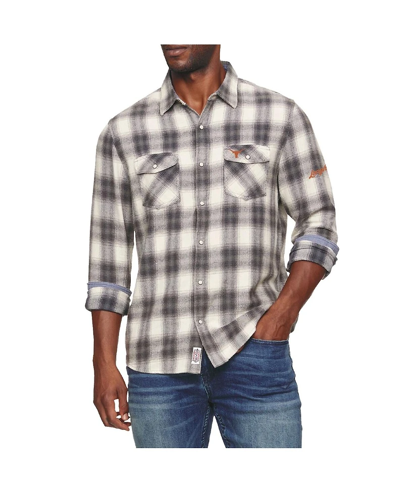 Flag Anthem Men's Dierks Bentley Cream Texas Longhorns Alma Vintage Long Sleeve Button-Up Flannel Shirt