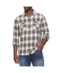 Flag Anthem Men's Dierks Bentley Cream Texas Longhorns Alma Vintage Long Sleeve Button-Up Flannel Shirt