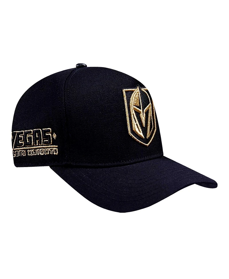 Pro Standard Men's Black Vegas Golden Knights Metallic Logo Pinch Front Adjustable Hat
