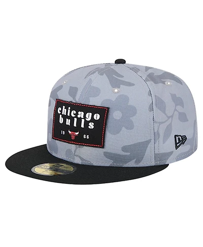 New Era Men's Gray Chicago Bulls Palm Fronds 2-Tone 59FIFTY Fitted Hat