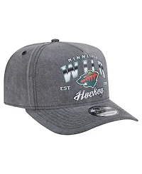 New Era Men's Charcoal Minnesota Wild Throwback Washed A-Frame Pre-Curved 9FIFTY Snapback Hat