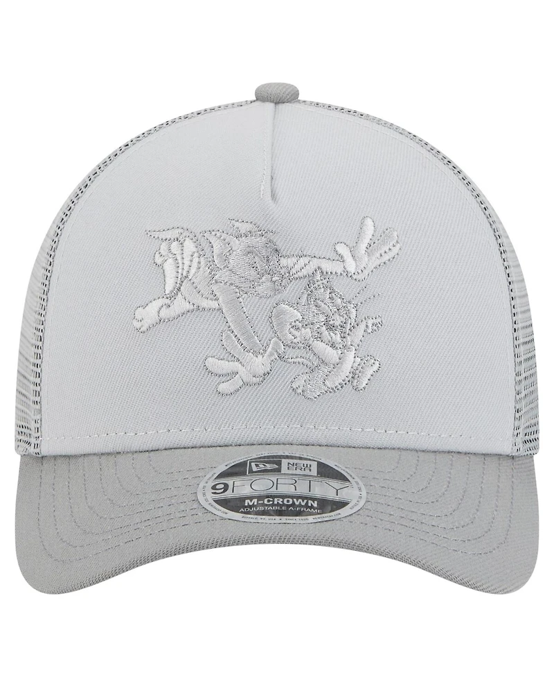 New Era Men's Gray Tom and Jerry Tonal 9FORTY Adjustable Trucker Hat