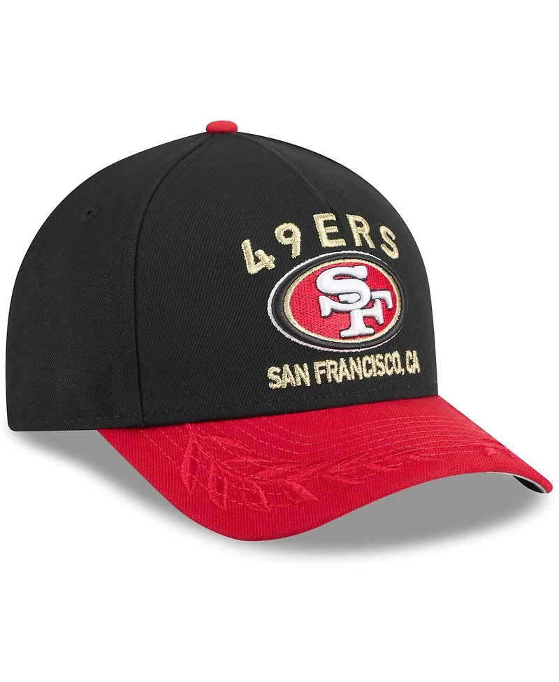 New Era Big Boys and Girls Black/Scarlet San Francisco 49ers 2025 Nfl Draft 9FORTY A-Frame M-Crown Adjustable Hat