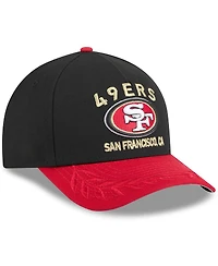 New Era Big Boys and Girls Black/Scarlet San Francisco 49ers 2025 Nfl Draft 9FORTY A-Frame M-Crown Adjustable Hat