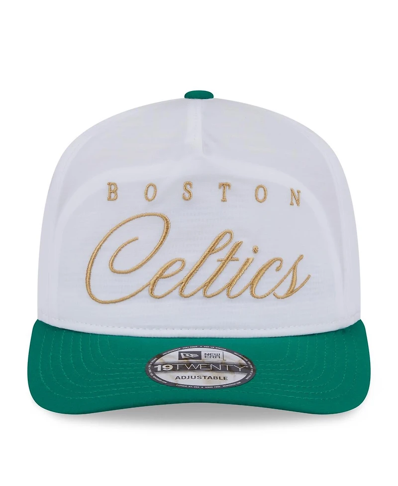 New Era Men's White/Kelly Green Boston Celtics 2025 Nba Draft On-Stage Nylon 19TWENTY Adjustable Hat