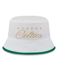 New Era Men's White/Kelly Green Boston Celtics 2025 Nba Draft Nylon Bucket Hat