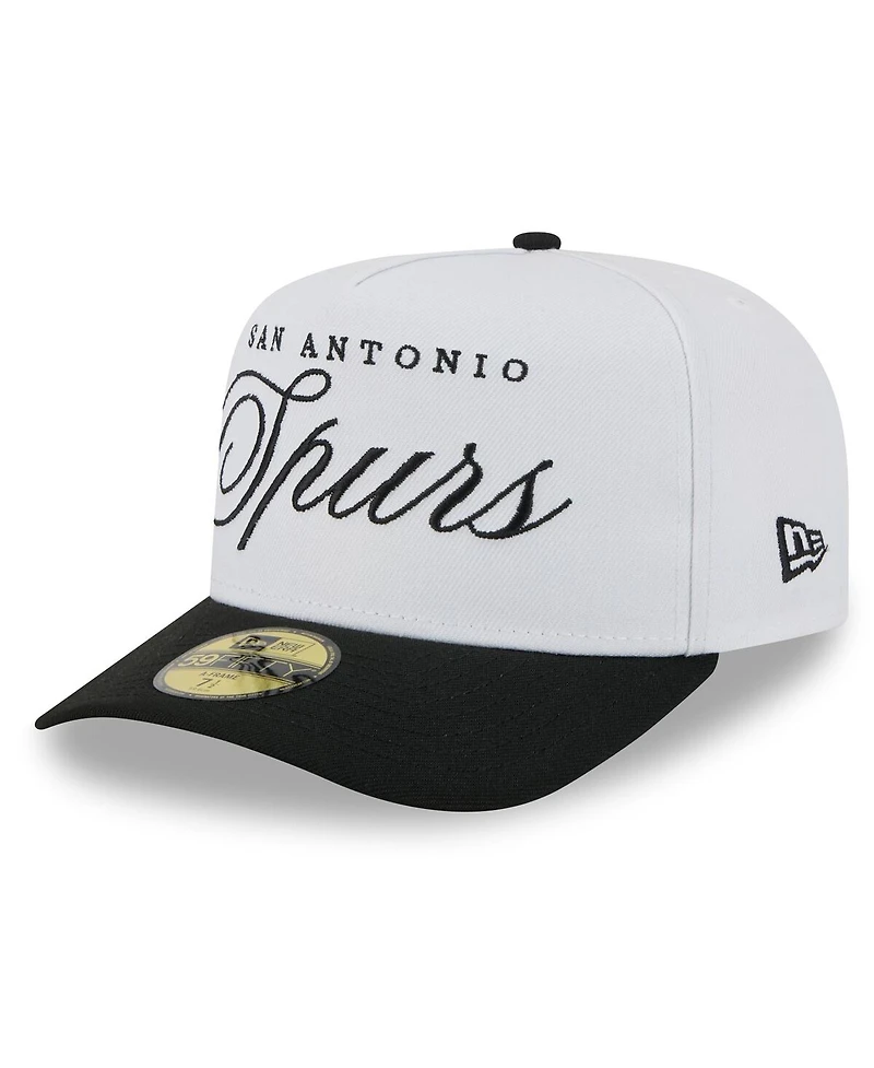 New Era Men's White/Black San Antonio Spurs 2025 Nba Draft A-Frame 59FIFTY Fitted Hat