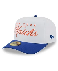 New Era Men's White/Blue York Knicks 2025 Nba Draft A-Frame 59FIFTY Fitted Hat