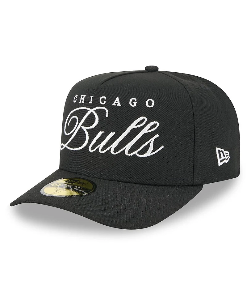 New Era Men's Black Chicago Bulls 2025 Nba Draft A-Frame 59FIFTY Fitted Hat